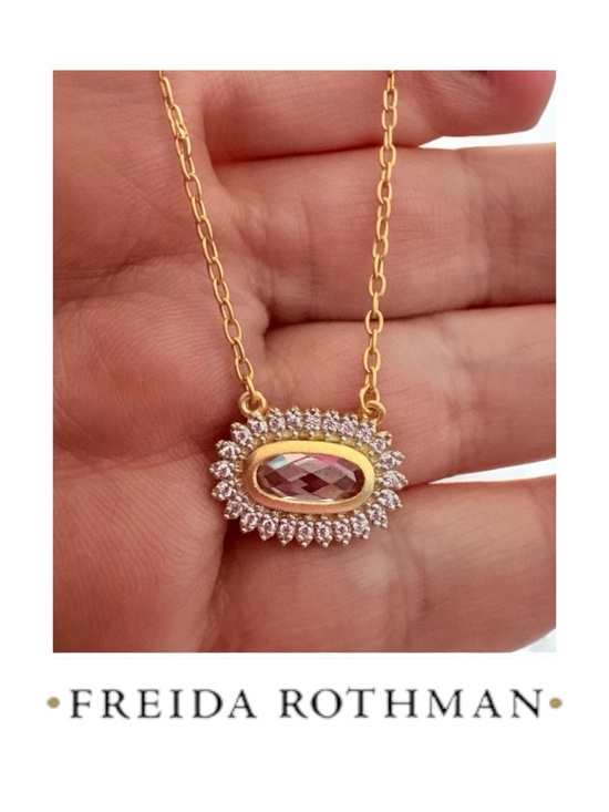 Freida Rothman Jewelry - Freida Rothman Pineapple cut Pendant Necklace | Sterling Silver 14K Gold Overlay